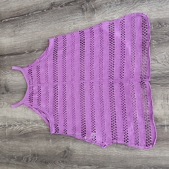 We the Free People Crochet Open Mesh High Low High Neck Tank Top XS - Picture 7 of 7